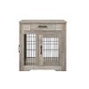 Furniture Style Dog Crate End Table with Drawer; Pet Kennels with Double Doors ; Dog House Indoor Use; (Grey; 29.92'w x 24.80' d x 30.71'h)