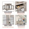 Furniture Style Dog Crate End Table with Drawer; Pet Kennels with Double Doors ; Dog House Indoor Use; (Grey; 29.92'w x 24.80' d x 30.71'h)